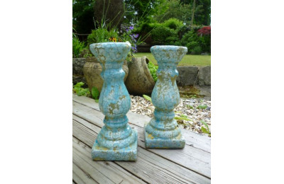 1 Pair of Distressed Ceramic Candlesticks