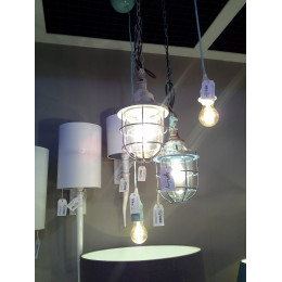Quarry Light Distressed Blue Hanging Lamp 