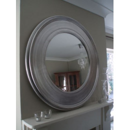 Large Round Silver Effect Mirror