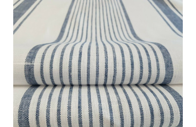 French Style 100% Linen Blue & White Stripe Sample