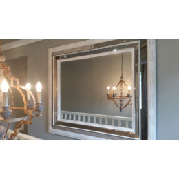 High Quality Extra Large White Washed Chrome Inlay Mirror