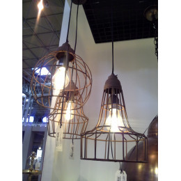 Rust Wire Hanging Lamp Ceiling Light 