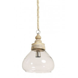 Unusual Glass Ceiling Light With Timber Fitting