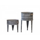 Antique Grey Set of Two Planters on Legs