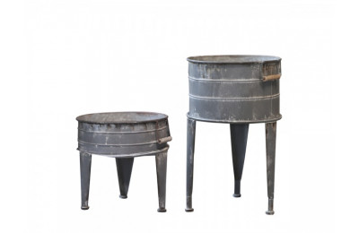 Antique Grey Set of Two Planters on Legs