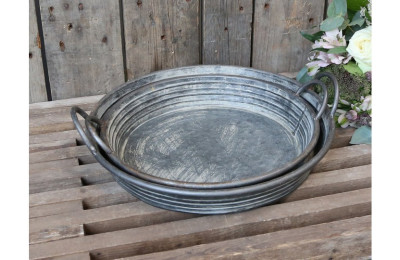 Antique Zinc Set Of Two Trays