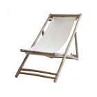 Bamboo Cream Linen Deck Chair