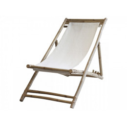 Bamboo Cream Linen Deck Chair
