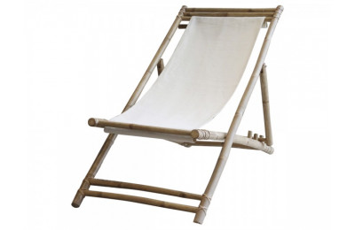 Bamboo Cream Linen Deck Chair