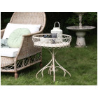 Cream Metal Side Table with Fil de Fer Edge