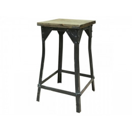 French Metal Stool with Wooden Seat French Metal Stool with Wooden Seat