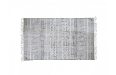 French vintage print grey cotton rug French vintage print grey cotton rug