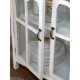 Distressed Off White Glass Door Chest with Drawers 