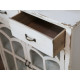 Distressed Off White Glass Door Chest with Drawers 