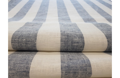 French Style 100% Linen Blue & White Wide Stripe Sample