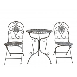 Bistro metal table with two chairs