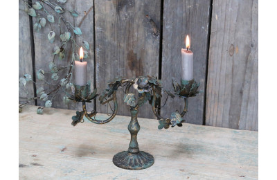 Metal Candlestick with leaves
