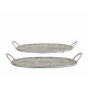 Set  of Two Cream Metal Trays with Handles