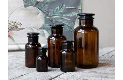Set of 5 Apothecary Glass Bottles