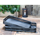 Set of 2 Grey Metal Trays with Lace Edge