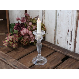 Glass Grooved Candle stick Large