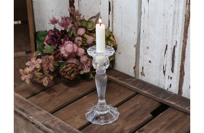 Glass Grooved Candle stick Large Glass Grooved Candle stick Large