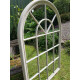 Large Distressed Cream Window Pane Arched Mirror