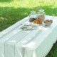 French Style 100% Linen Natural & White Stripe  Fabric Sample