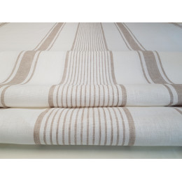 French Style 100% Linen Natural & White Stripe  Fabric Sample