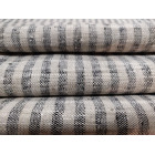 French Style 100% Linen  Charcoal & Natural Narrow Stripe Sample