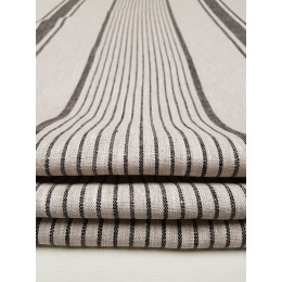 French Style 100% Linen Charcoal & Natural Stripe Sample