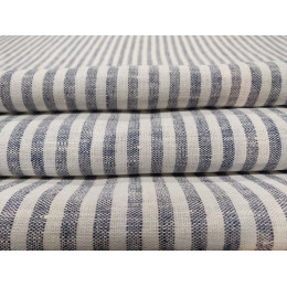 French Style 100% Linen Blue & White Narrow Stripe Sample