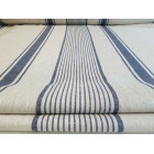 French Style 100% Linen Natural & Indigo Stripe  Fabric Sample