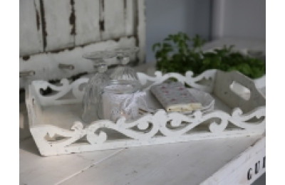 Antique White Tray with Pattern Edge Antique White Tray with Pattern Edge