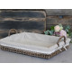 High Quality Old Rustic French Style Whicker Tray with Linen Inlay